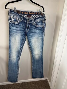 Rock Revival Women’s Distressed Medium Blue Bootcut Jeans